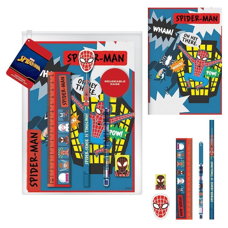 stationery set with spiderman marvel notebook