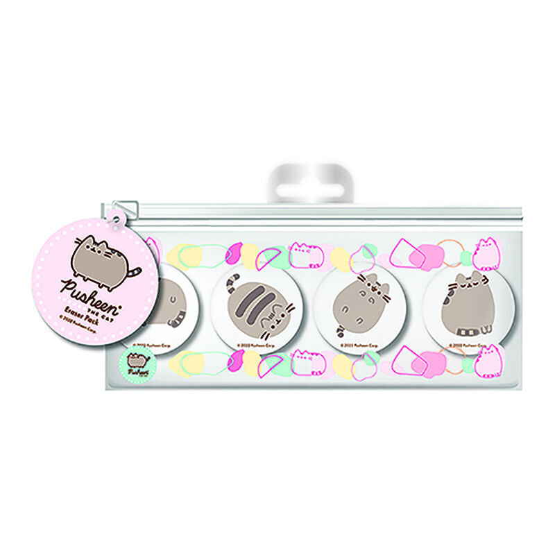 pusheen pencil case with 4 erasers