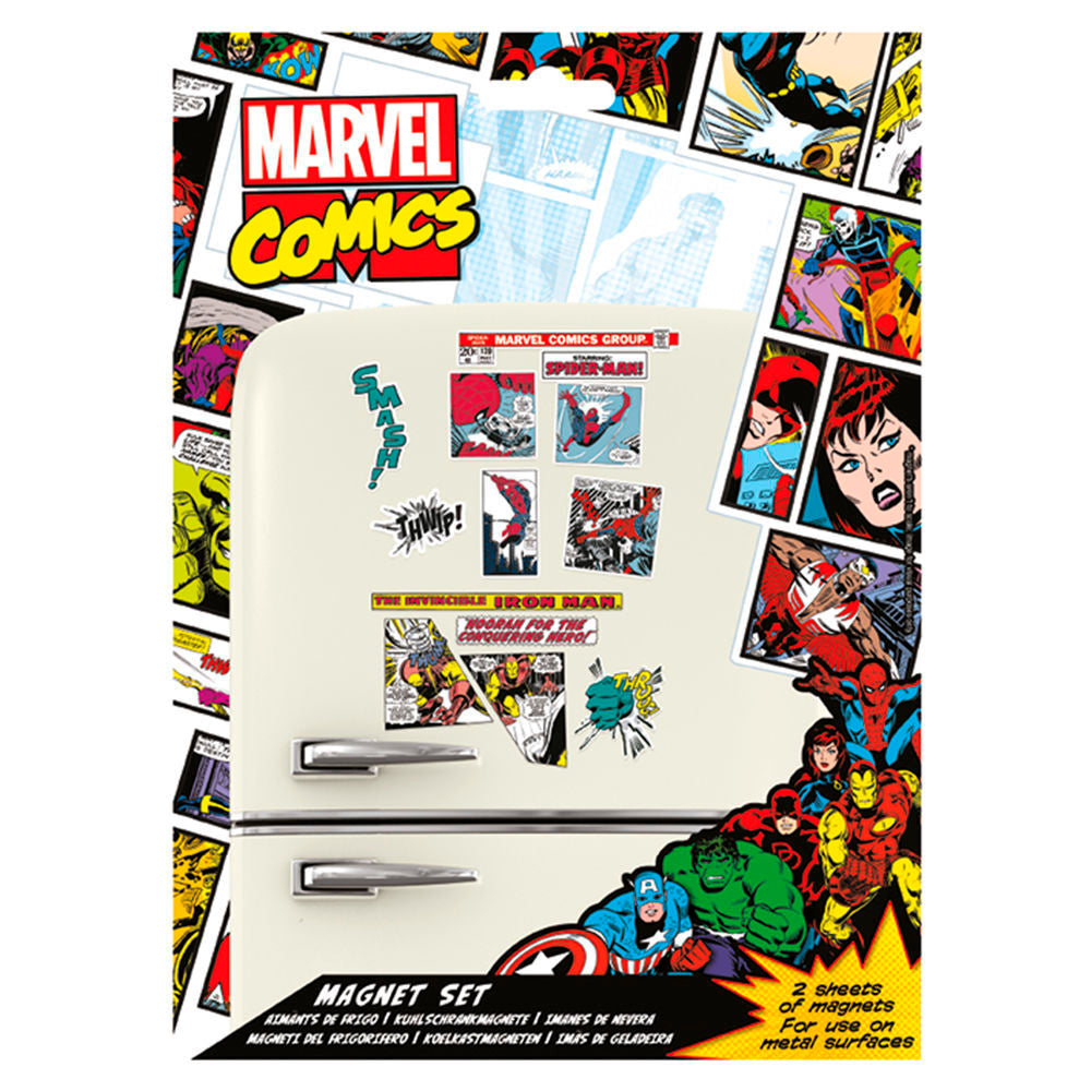 retro marvel magnet set