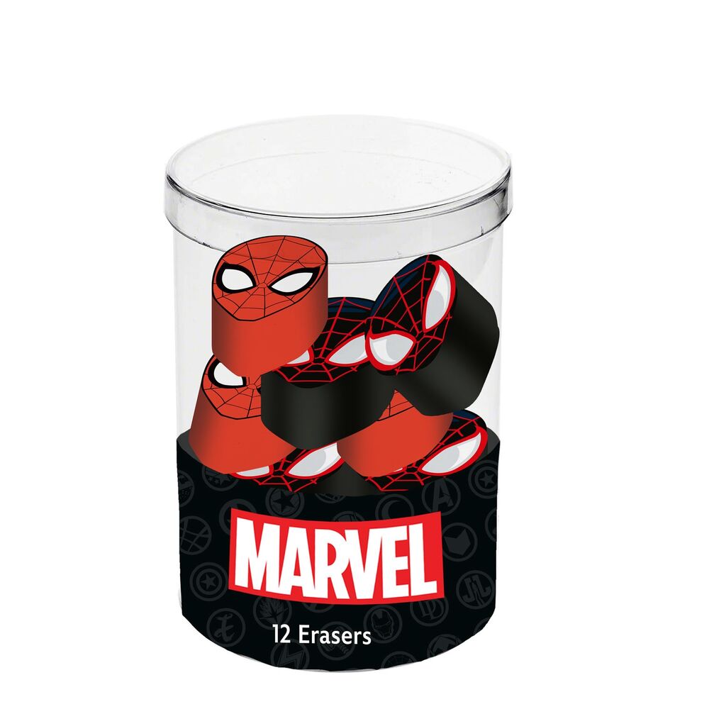 cube of 12 spiderman marvel erasers