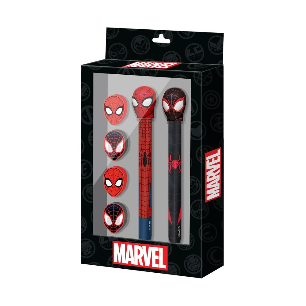 blister pen  pencil  4 erasers spiderman marvel
