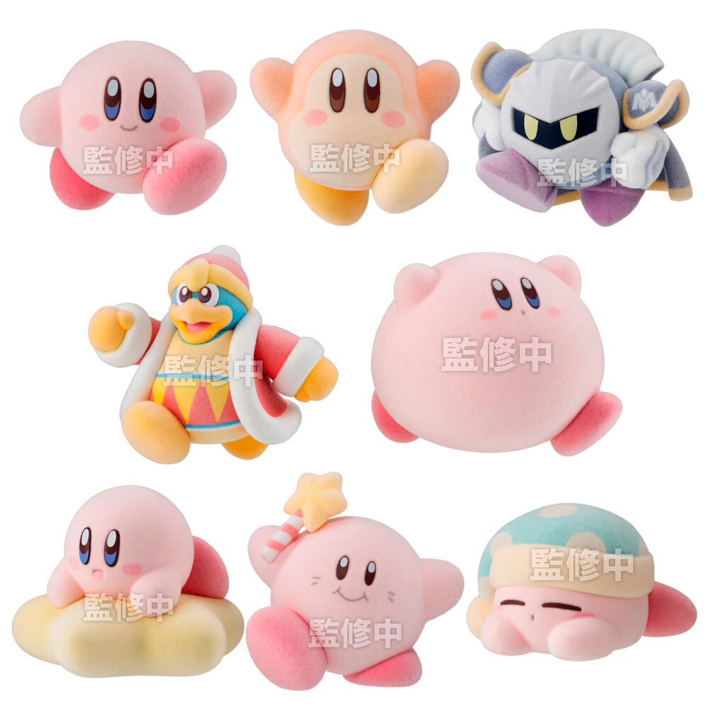 assorted flocked kirby figures