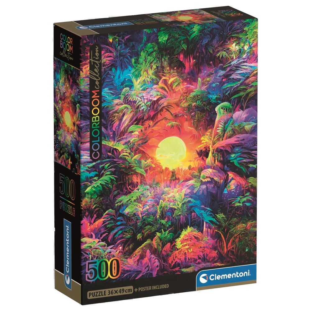 puzzle psychedelic jungle sunrise color boom 500pcs