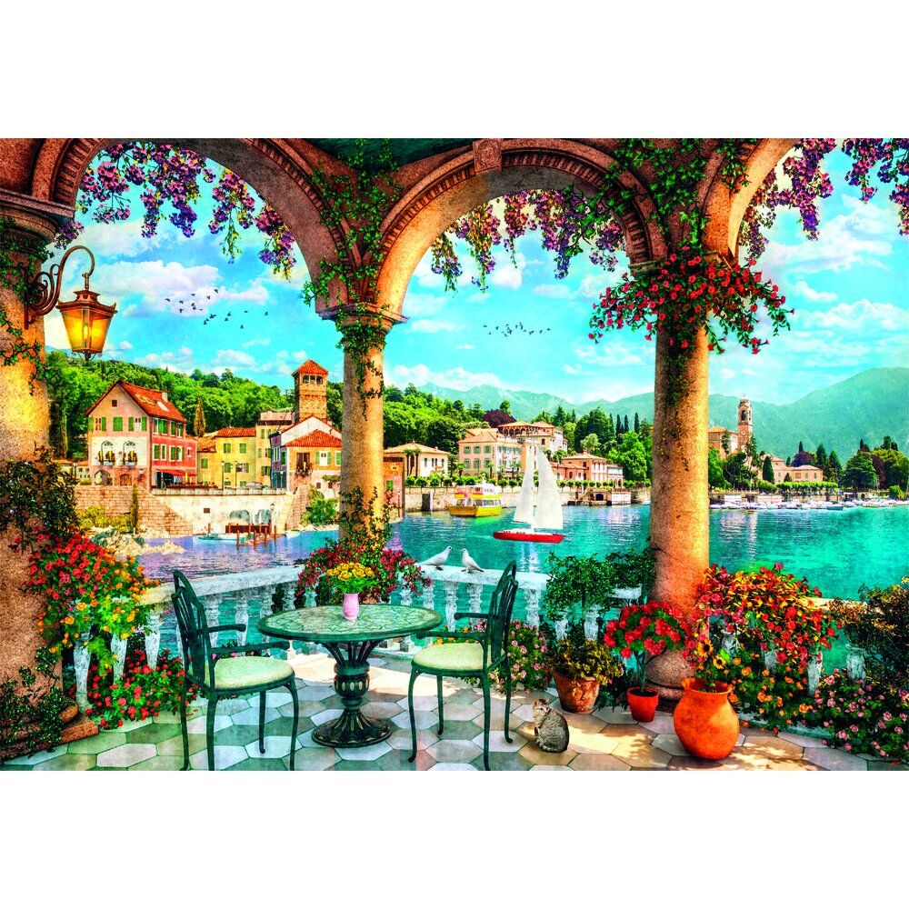 Puzzle „Balkonblick auf den Comer See“ hohe Qualität 1000 Teile