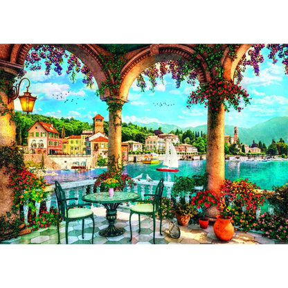 Puzzle „Balkonblick auf den Comer See“ hohe Qualität 1000 Teile