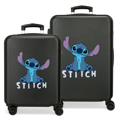 set of 2 cute stitch disney abs trolley suitcases
