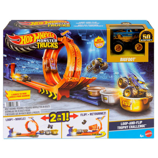 hot wheels bigfoot monster trucks challenge trophy track
