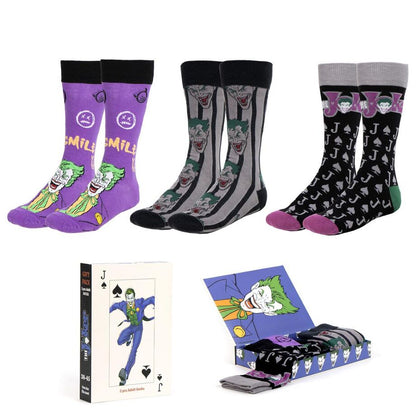 set of 3 joker dc comics adult socks
