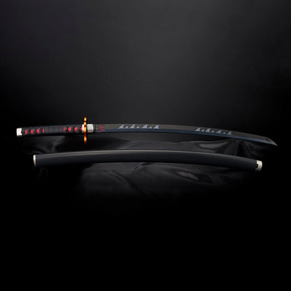 replica nichirin sword tanjiro kamado kyojuro rengokus sword guard demon slayer kimetsu no yaiba 88cm