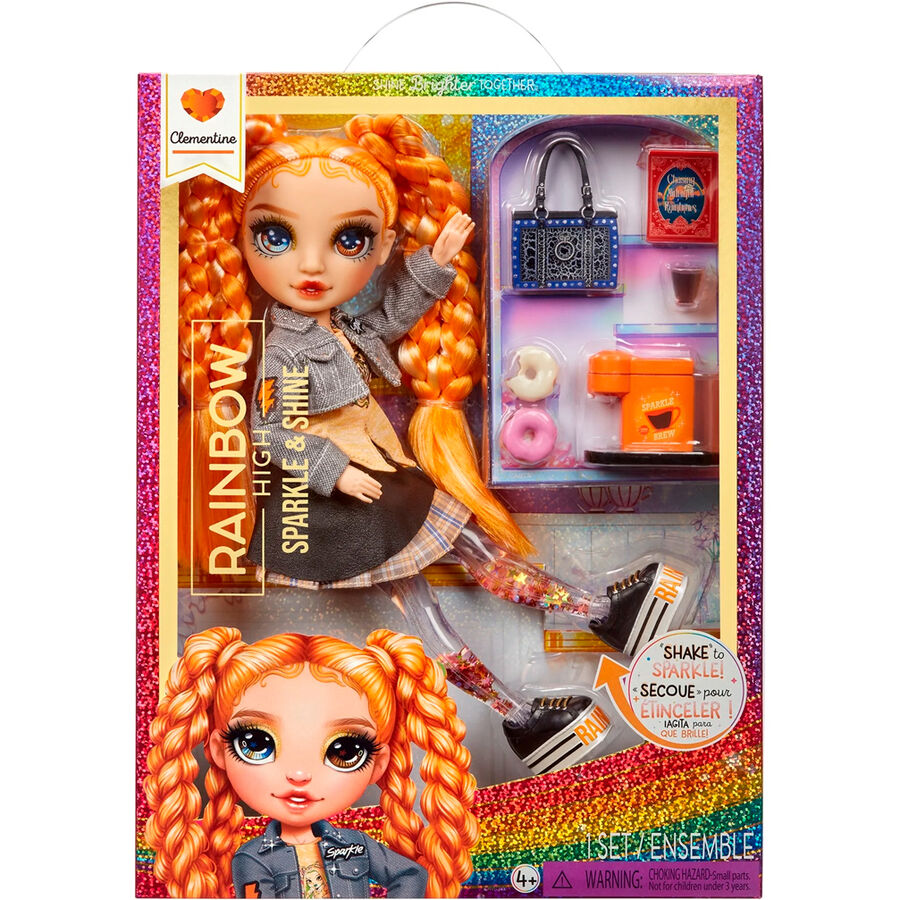 clementine sparkle doll & shine rainbow high