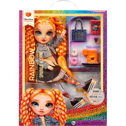 clementine sparkle doll & shine rainbow high