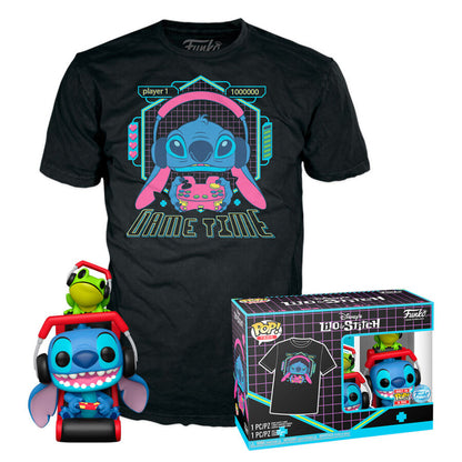 pop figure set & tee disney stitch gamer stitch with frog