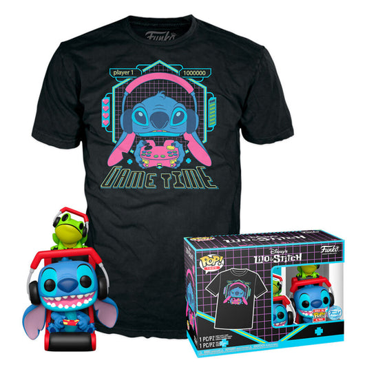 pop figure set & tee disney stitch gamer stitch with frog