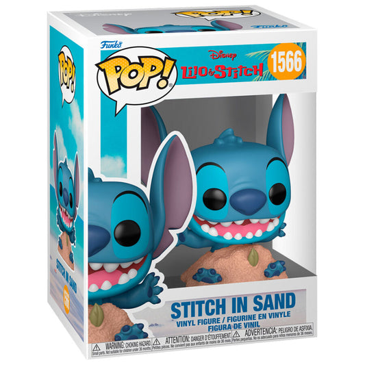 Figura Funko Pop! do Stitch de Lilo & Stitch na areia da Disney.