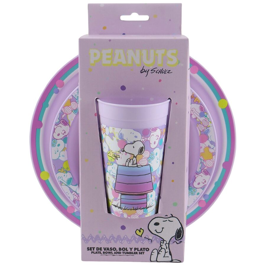 snoopy 3 piece dinnerware set