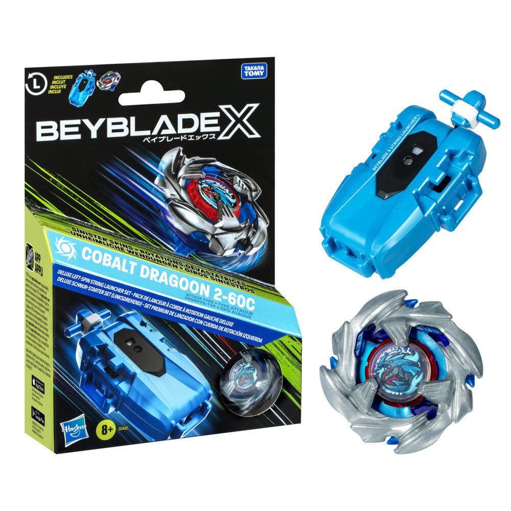 premium set launcher with string and top cobalt dragoon 2 60c beyblade x