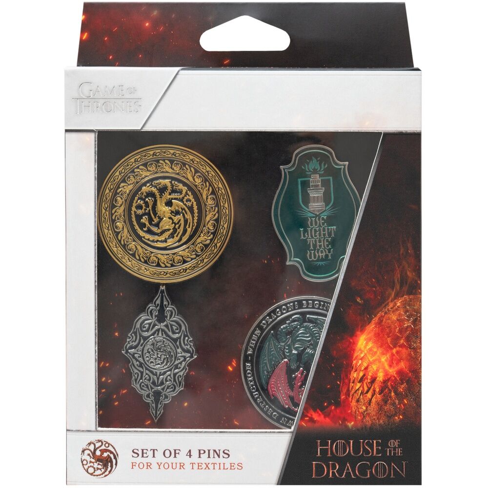 blister pack of 4 pins game of thrones the house of the dragon