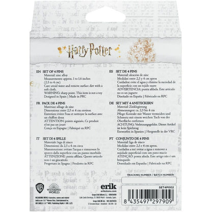 Conjunto de 4 pins de Hogwarts do Harry Potter