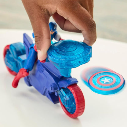 Motocykl z wyrzutnią tarcz + figurka Kapitana Ameryki Avengers Marvel