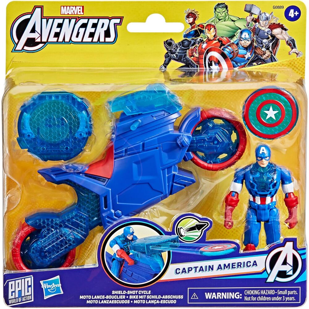 Motocykl z wyrzutnią tarcz + figurka Kapitana Ameryki Avengers Marvel