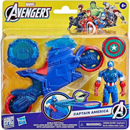 Motocykl z wyrzutnią tarcz + figurka Kapitana Ameryki Avengers Marvel