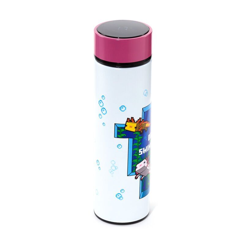 Bottiglia termica in acciaio inox con termometro Axolotl Minecraft 450 ml