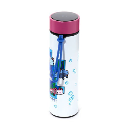 Bottiglia termica in acciaio inox con termometro Axolotl Minecraft 450 ml