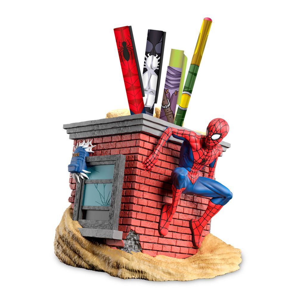 marvel spiderman pencil holder and pens