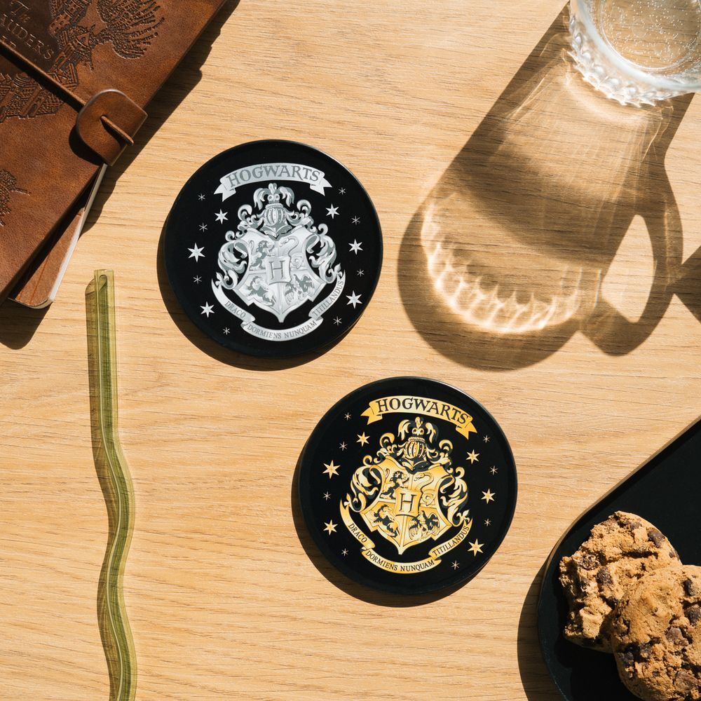 Set di 2 sottobicchieri di Hogwarts a tema Harry Potter