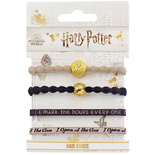 Blisterpackung mit 4 Harry Potter Haarbändern mit Zeitumkehrer Motiv