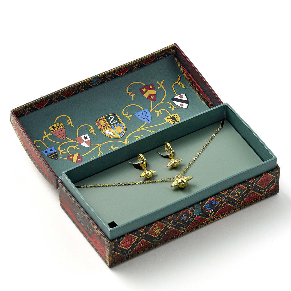 Harry Potter Golden Snitch Pendant Earrings Set