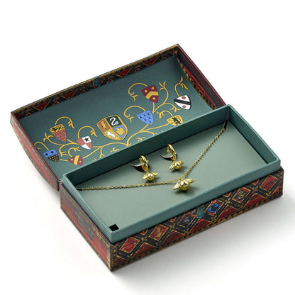 Harry Potter Golden Snitch Pendant Earrings Set