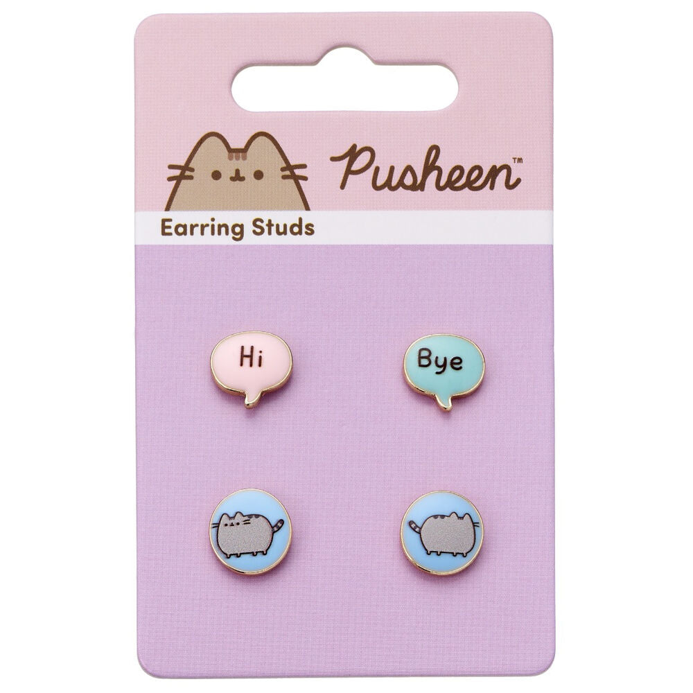 set of 3 pairs of hi bye pusheen earrings
