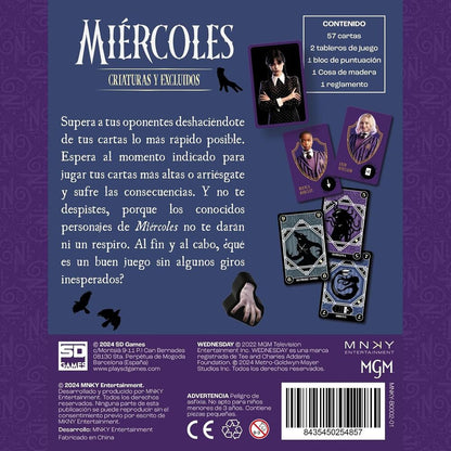 Creatures and Excluded card game Wednesday Spanish
