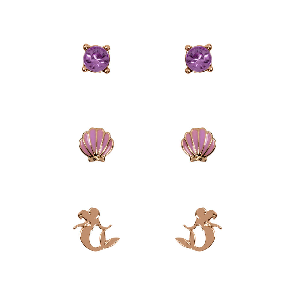 set of 3 pairs of disney little mermaid earrings