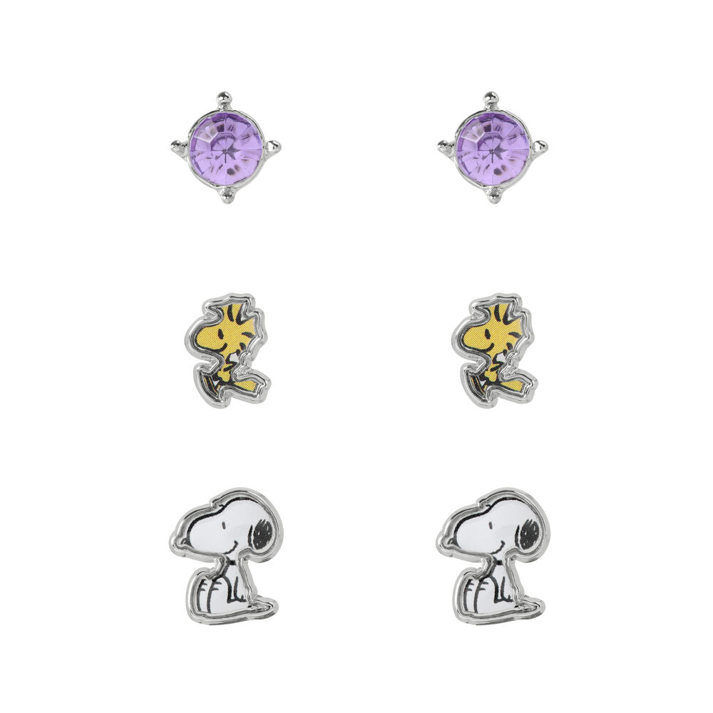 set of 3 pairs of snoopy earrings