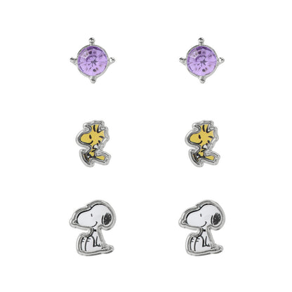 set of 3 pairs of snoopy earrings
