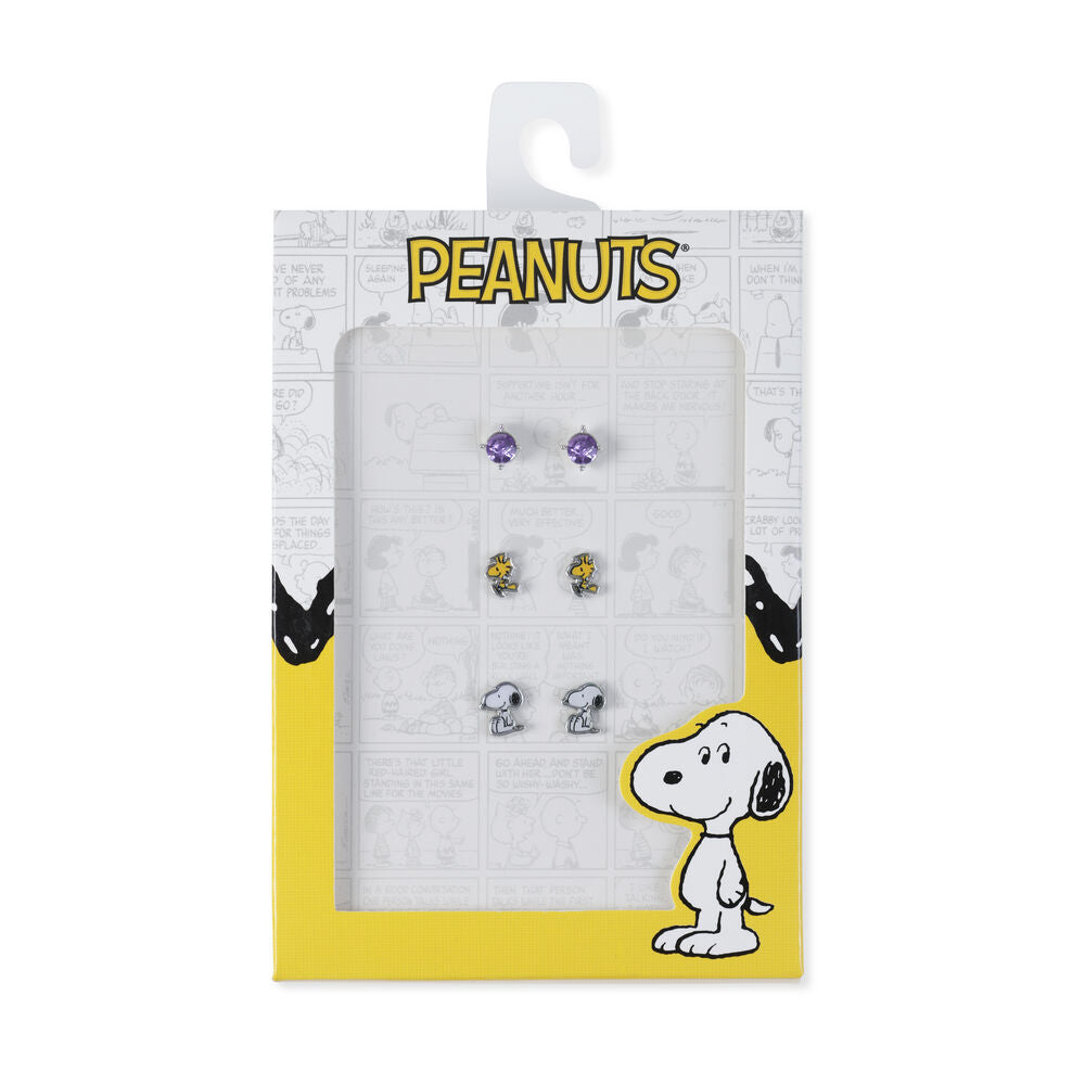 Conjunto de 3 pares de brincos do Snoopy