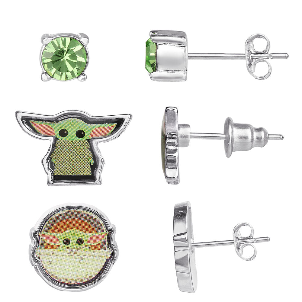 Lot de 3 paires de boucles d'oreilles Bébé Yoda Star Wars