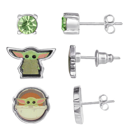 Lot de 3 paires de boucles d'oreilles Bébé Yoda Star Wars