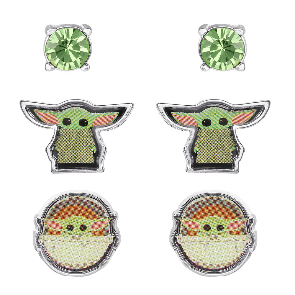 set of 3 pairs of baby yoda star wars earrings