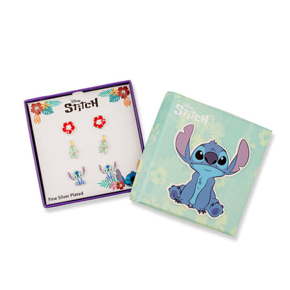 Set mit 3 Paar Stitch Disney Silberohrringen