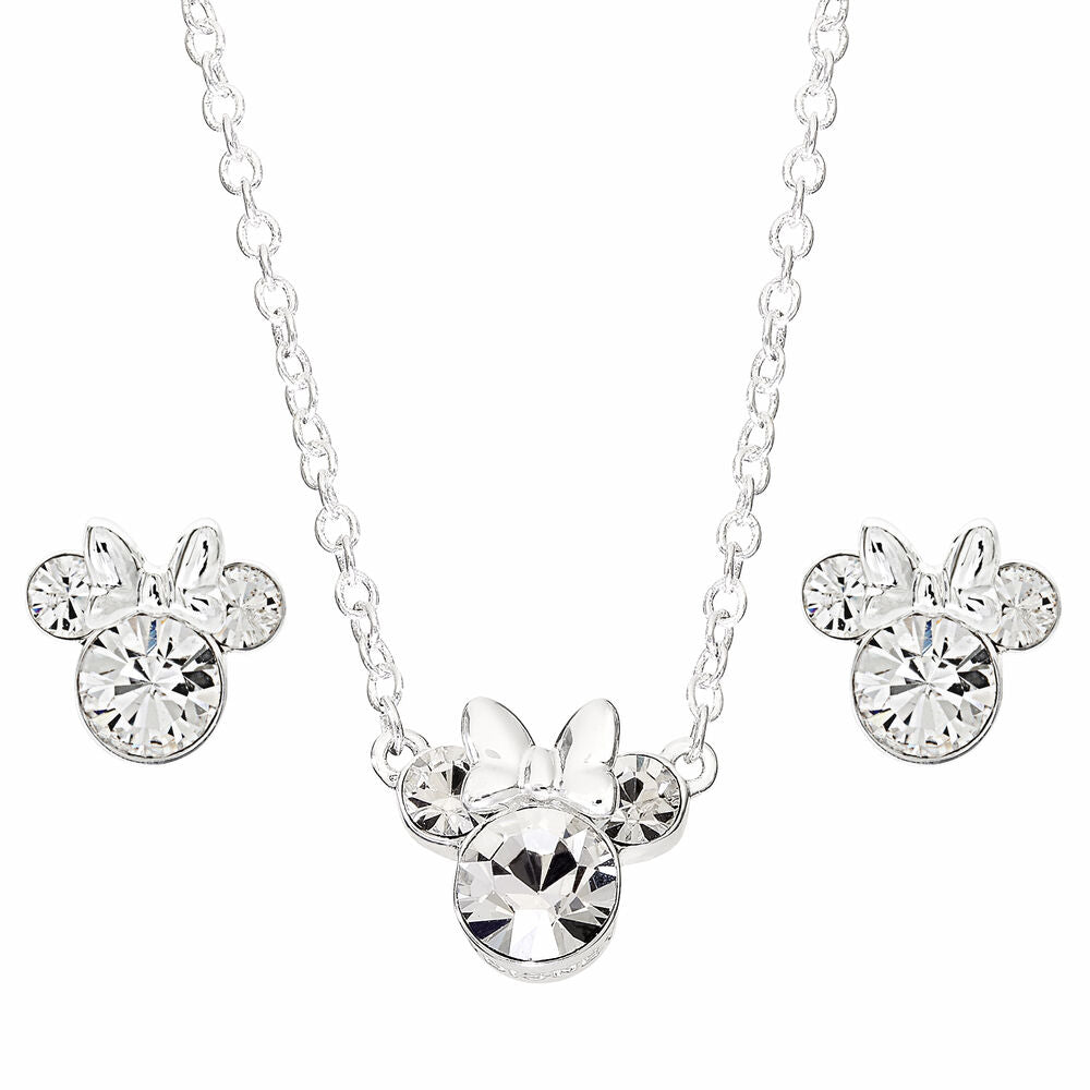 minnie mouse disney pendant  earrings set in silver