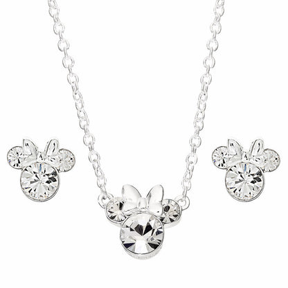 minnie mouse disney pendant  earrings set in silver