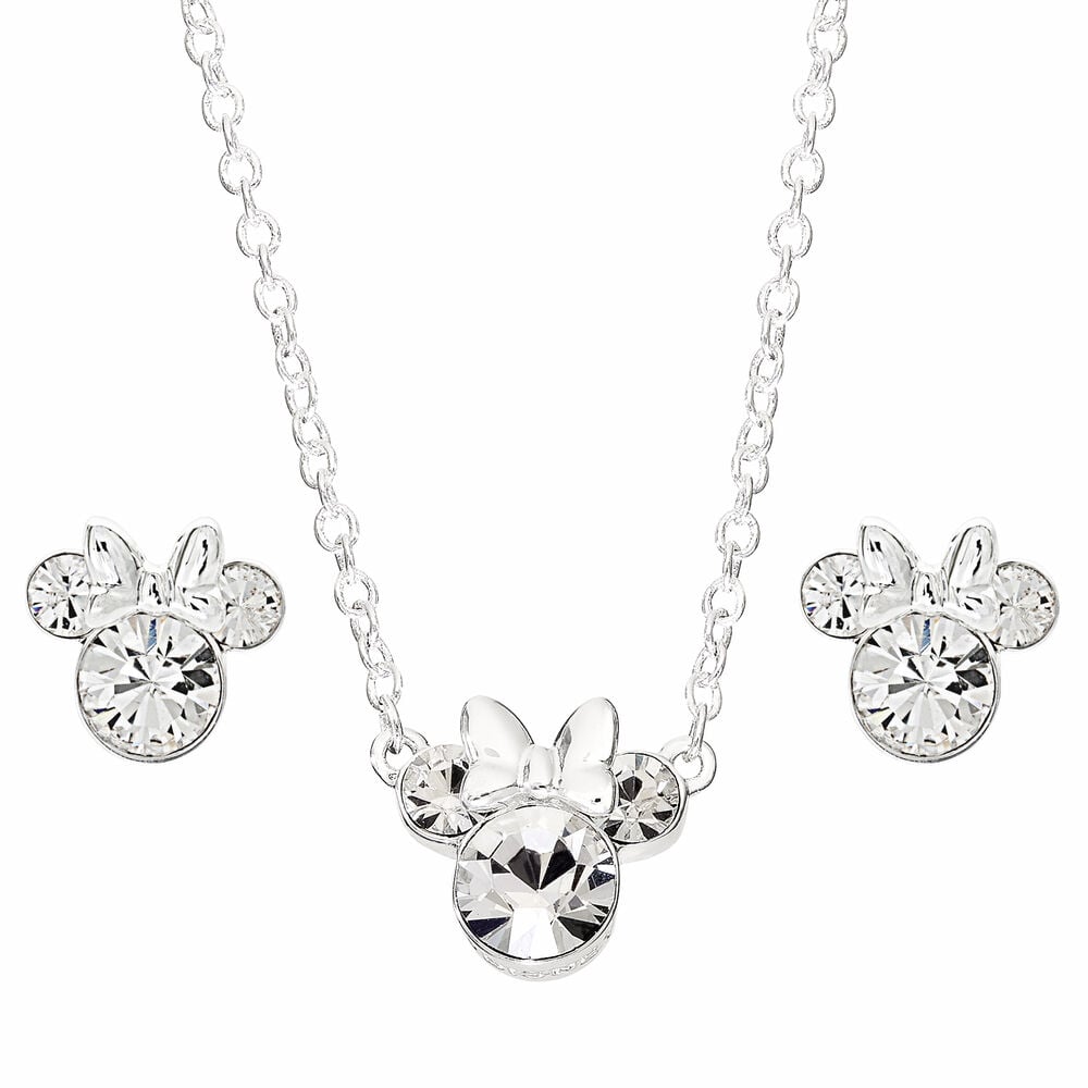 Minnie Mouse Disney Silver Pendant Earrings Set
