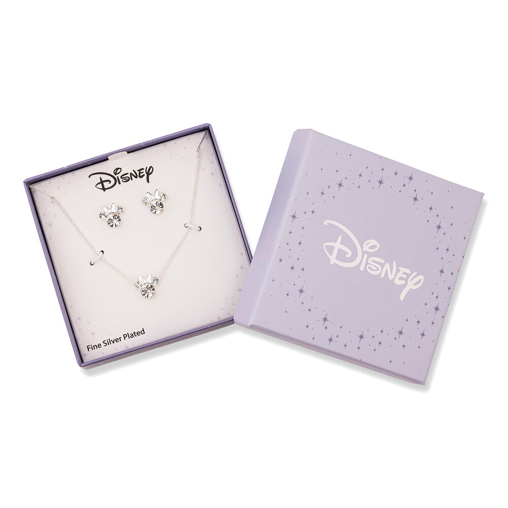 Ensemble pendentif et boucles d'oreilles Minnie Mouse Disney en argent