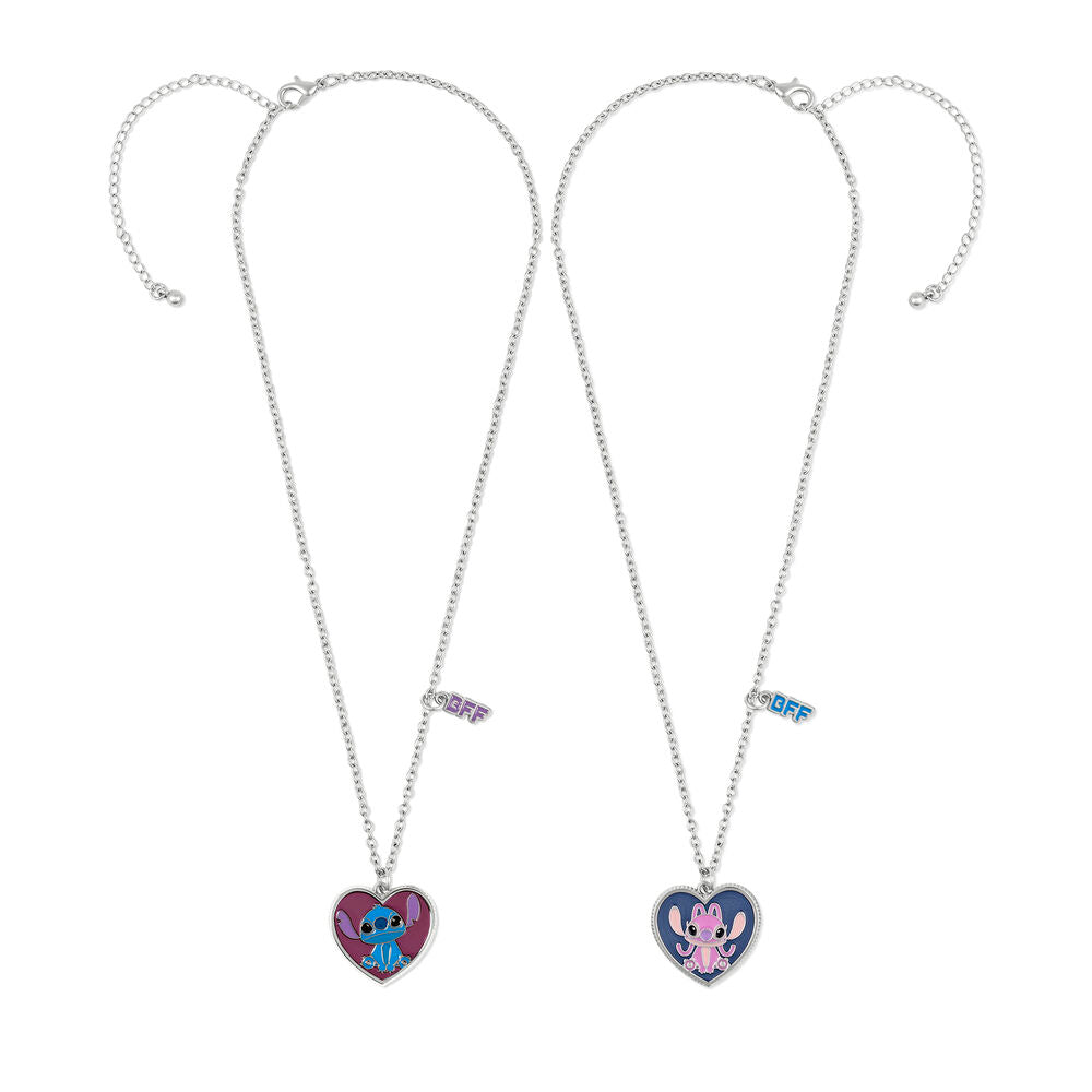 set of 2 angel & stitch disney pendants