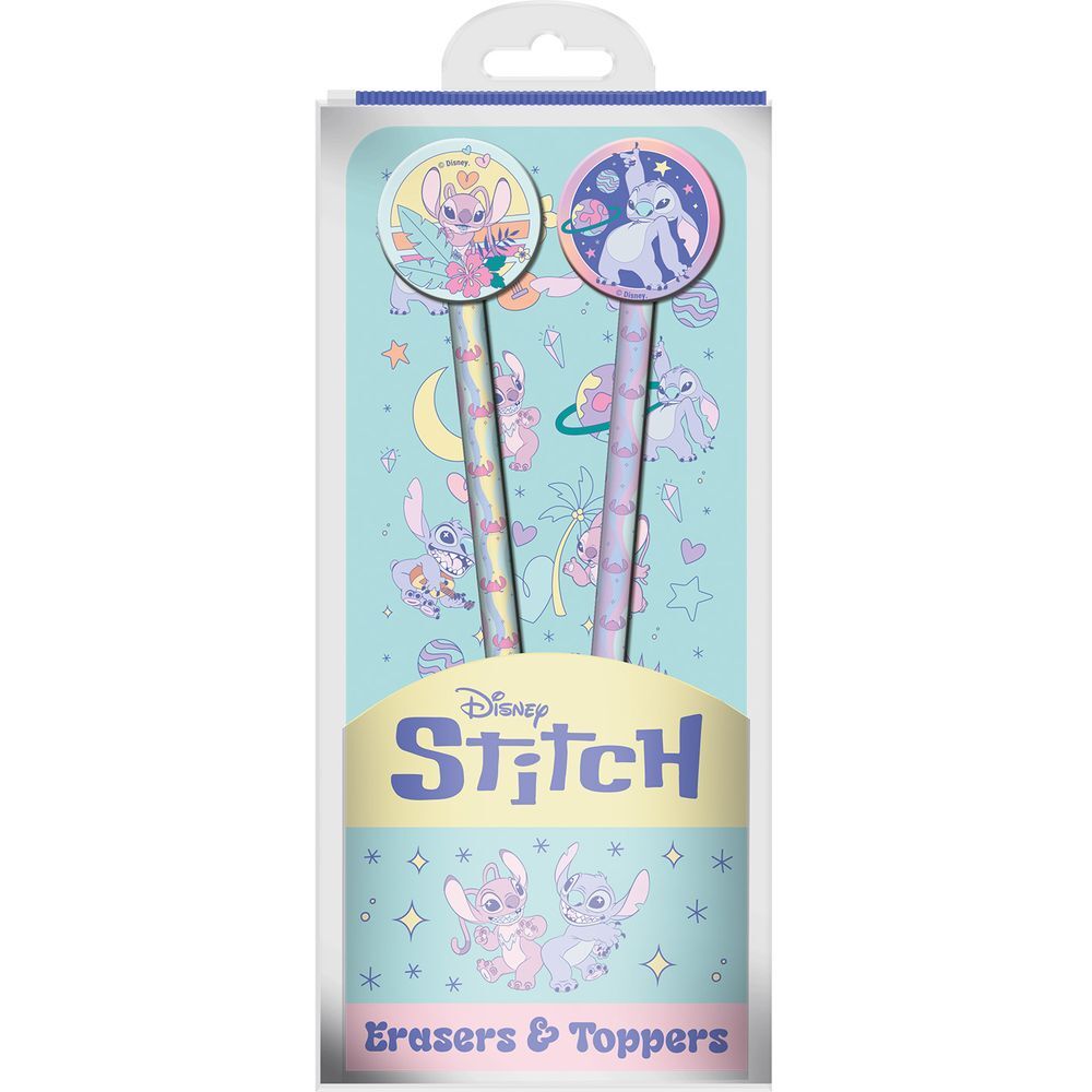 pencil with topper and eraser angel & stitch disney