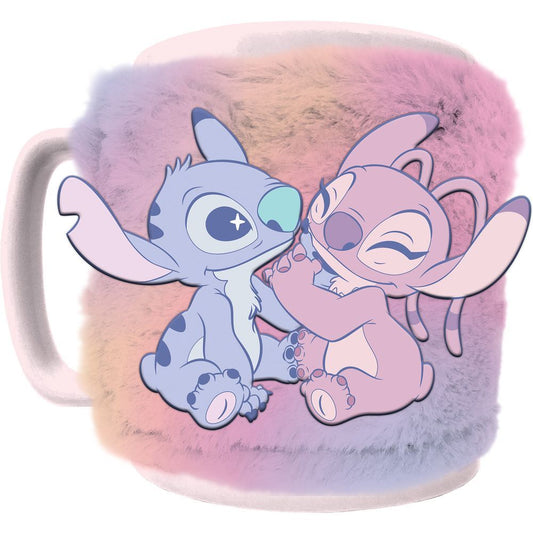 disney angel & stitch plush mug cover 440ml