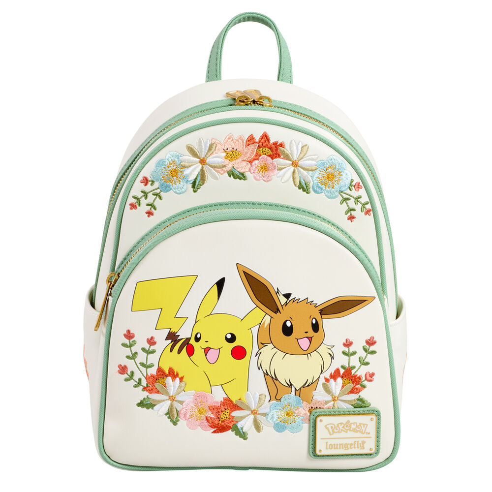 pikachu & eevee floral backpack pokemon loungefly
